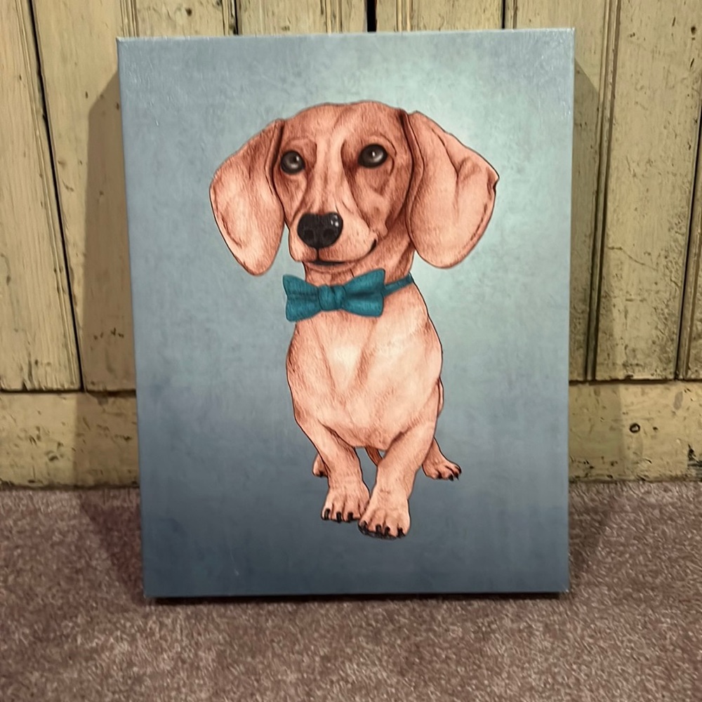 Screen printed wrapped canvas dachshund art